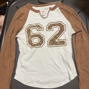 BDG Brown and Cream Long Sleeve Crop Top